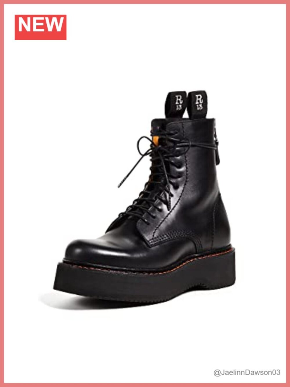 Platform Combat Boots Leather Round Toe Lace-Up Ankle Booties